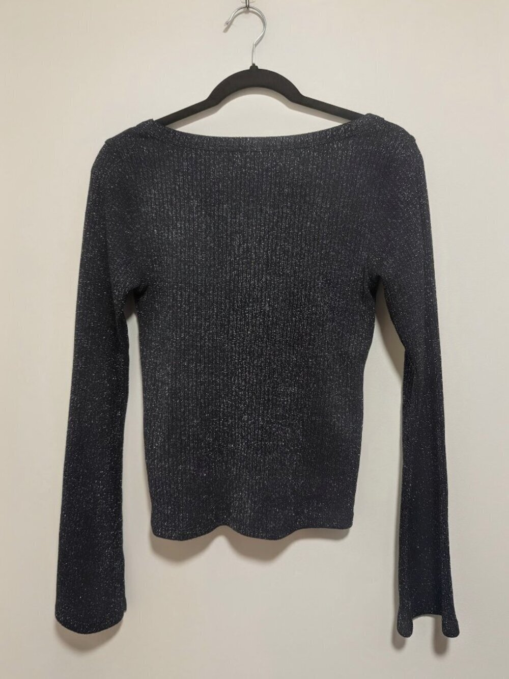 ba&sh | Lily Ribbed Metallic Scoop Neck In Black/Silver - Picture 5 of 14